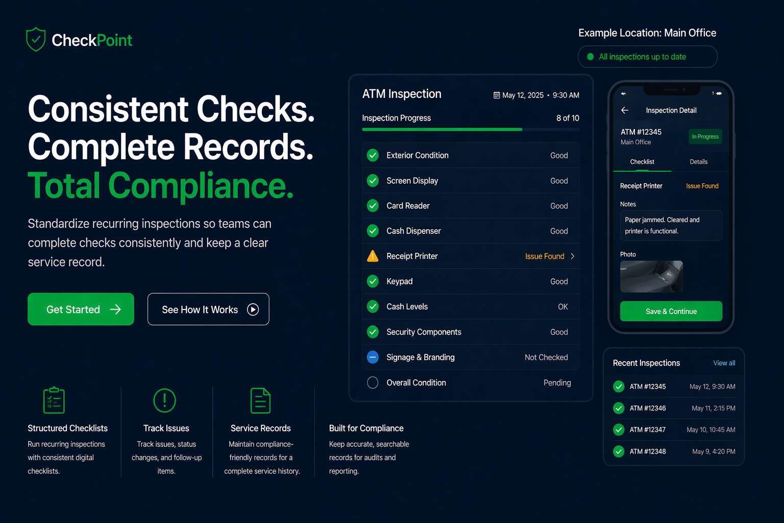 Checkpoint hero showing guard tour verification and live checkpoint accountability